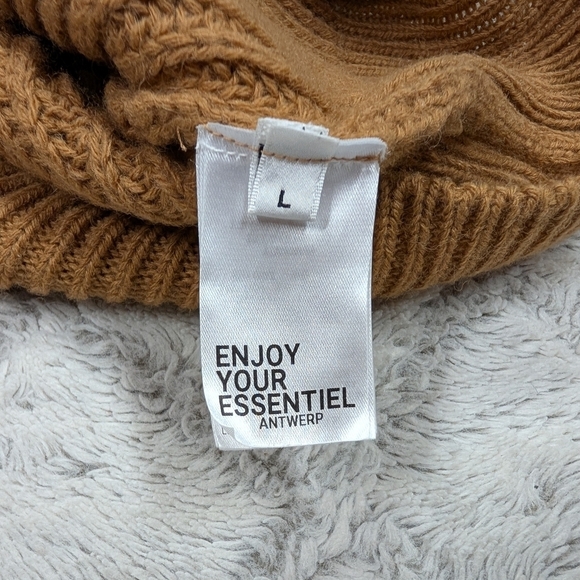 Essentiel Antwerp Sweater Womens L Brown Camel Almenara Wool Blend Knit - Picture 7 of 9